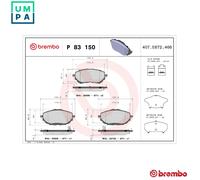 Brembo Brake Pad Set P 83 150 - Front - Fits Toyota Auris, Auris Van, Corolla