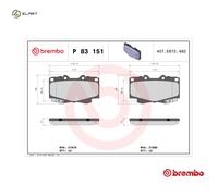 BRAKE PAD SET DISC BRAKE P 83 151 FOR TOYOTA SW4/HILUX FORTUNER 1KD-FTV 3.0L