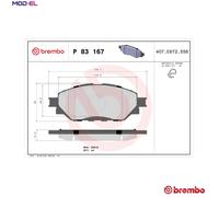 BRAKE PAD SET DISC BRAKE P 83 167 FOR TOYOTA SW4/HILUX FORTUNER 1GD-FTV 2.8L