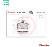 Brake pads P 85 013 BREMBO for ALFA ROMEO AUDI LANCIA FIAT