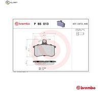 Brake pads P 85 013 BREMBO for ALFA ROMEO AUDI LANCIA FIAT
