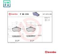 Brembo Brake Pad Set P 85 016 - Front for Audi 80/4000/100/5000/200/90 Quattro 1.8L
