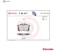 Brembo P85017 Rear Disc Brake Pad - Set of 4