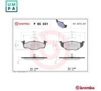 BRAKE PAD SET DISC BRAKE P 85 031 FOR VW GOLF/Van/III FLIGHT/CLASSIC DERBY 2.0L