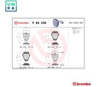 Brake pads P 85 038 BREMBO for AUDI 100 C4 Saloon 100 C4 Avant A8 D2 A6 C4