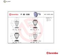 Brake pads P 85 038 BREMBO for AUDI 100 C4 Saloon 100 C4 Avant A8 D2 A6 C4