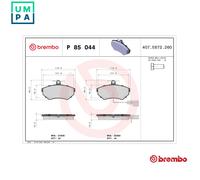 BREMBO P 85 044 Brake pad set