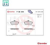 BREMBO P 85 044 Brake pad set