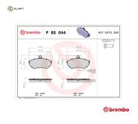 BRAKE PAD SET DISC BRAKE P 85 044 FOR VW SEAT AUDI A4/S4 AEB/AFY/ARG/APT 1.8L A4
