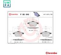 BREMBO P85045 Brake Pad Set Front Fits Audi A3 TT Seat Ibiza Leon Skoda VW Bora
