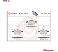 BRAKE PAD SET DISC BRAKE P 85 045 FOR VW BKF/AWV/AWU/AVC/APH 1.8L 4cyl