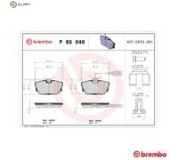 Brake pads P 85 046 BREMBO for VW TRANSPORTER / CARAVELLE Mk IV Bus