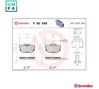 BRAKE PAD SET DISC BRAKE P 85 046 FOR VW CARAVELLE/EUROVAN/IV/Bus/TRANSPORTER