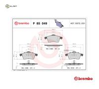 P85049 Front Brake Pad Set 4x Pads Integrated Wear Indicator Braking By Brembo