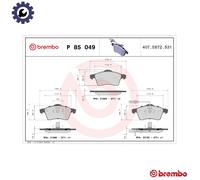 P85049 Front Brake Pad Set 4x Pads Integrated Wear Indicator Braking By Brembo