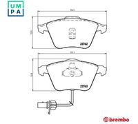Brembo Brake Pad Set P 85 056 Front for Audi A6 C5, A6 C5 Avant, Allroad C5
