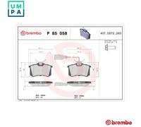 BREMBO P 85 058 Brake pad set