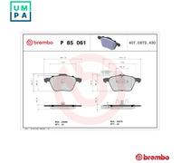 Brembo Brake Pad Set P 85 061 - for VW, Ford, SEAT - Fits 7M3698151A, 1109014, 1237133