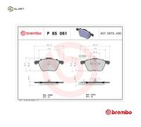 Brake pads P 85 061 BREMBO for VW SEAT FORD