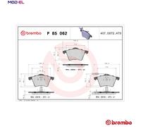 Brake pads P 85 062 BREMBO for VW FORD SEAT