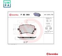 BREMBO P 85 064 Brake pad set