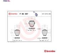 Brembo Front Brake Pad Set P85067 – 4 Pads, Integrated Wear Indicator