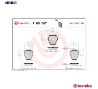 P85067 Front Brake Pad Set 4x Pads Integrated Wear Indicator Braking By Brembo