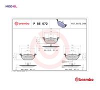 BRAKE PAD SET DISC BRAKE P 85 072 FOR SKODA OCTAVIA/Combi/II/Van LAURA CITIGO