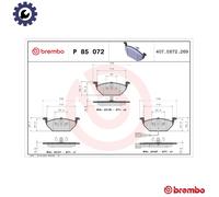 Brake pads P 85 072 BREMBO for SEAT VW SKODA AUDI