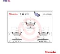 BRAKE PAD SET DISC BRAKE P 85 072X FOR SKODA OCTAVIA/Combi/II/Van LAURA FABIA