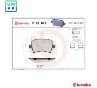 Brake pads P 85 073 BREMBO for VW SKODA AUDI SEAT