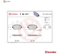 P85077 Front Brake Pad Set 4x Pads Integrated Wear Indicator Braking By Brembo