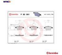 BREMBO P 85 081 Brake pad set