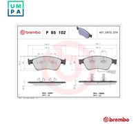 BREMBO P 85 102 Brake pad set