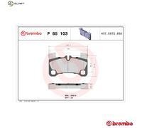 Rear Brake Pad Set 4x Pads Prepared For Wear Indicator Braking - Brembo P85103
