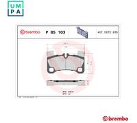Rear Brake Pad Set 4x Pads Prepared For Wear Indicator Braking - Brembo P85103
