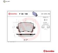 Rear Brake Pad Set BREMBO P 85 108 for VW/Seat/Audi Sharan/Tiguan/CC/Passat/Golf