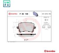 BRAKE PAD SET DISC BRAKE P 85 108 FOR VW BPY/CBFA/BWA/CCZA/CAWB/AXX 2.0L 4cyl