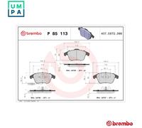 Brembo Brake Pad Set P 85 113X - Front Axle - Fits Audi A4/A5