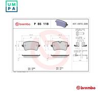 Brembo Brake Pads Set P85118 - Rear - Fits Audi A7 Sportback, A6 C7 & A6 C7 Avant