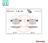 Brake pads P 85 124 BREMBO for VW AUDI SKODA SEAT CUPRA