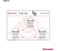 Brake pads P 85 132 BREMBO for AUDI A4 B7 A4 B7 Convertible A4 B7 Avant R8