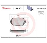BREMBO P 85 135X Brake pad set