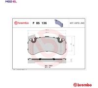 Brake pads P 85 136 BREMBO for AUDI BENTLEY