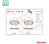 Brake Pads BREMBO P 85 157 for AUDI