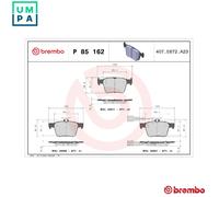 Brake pads P 85 162 BREMBO for AUDI SEAT