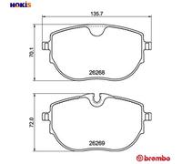 Brembo Front Brake Pad Set fits VW Transporter/Caravelle