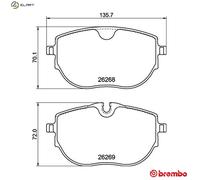 Brembo Front Brake Pad Set fits VW Transporter/Caravelle