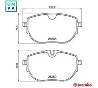 Brembo Front Brake Pad Set fits VW Transporter/Caravelle