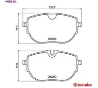 Brembo Front Brake Pad Set fits VW Transporter/Caravelle